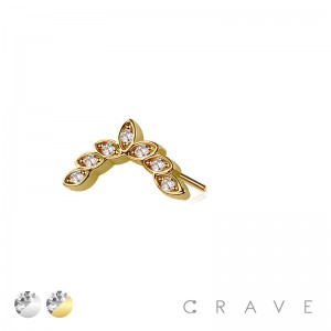 316L SURGICAL STEEL THREADLESS PUSH IN MULTI CZ MARQUISE ARCH FAN TOP PART